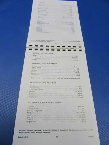 Various Original Piper Checklists PA-28 / PA-32 Lot of 9 (0124-31)