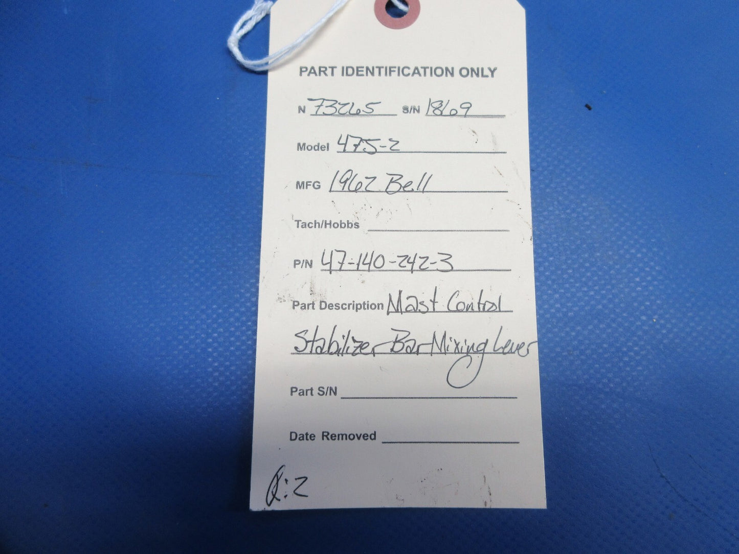 Bell 47J-2 Mast Control Stabilizer Bar Mixing Lever P/N 47-140-242-3 (1124-896)10