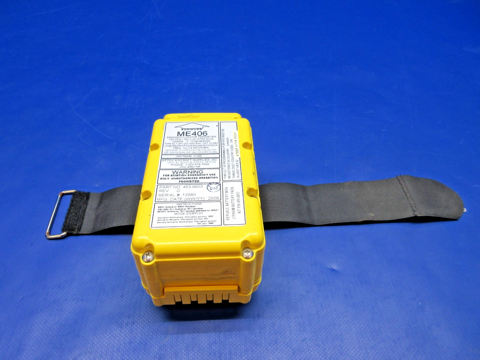 Artex ELT ME-406 w/Tray, Remote Switch & Antenna P/N 453-6603 TESTED (0426-812)4