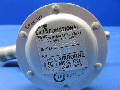 Piper PA-28-181 Archer Airborne Vacuum Regulating Valve P/N 2H3-19 (0624-1380)