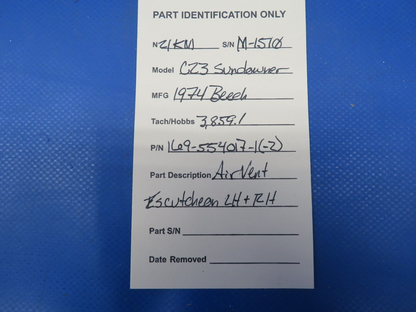 Beech C23 Sundowner Air Vent Escutcheon LH & RH P/N 169-554017-1 & -2 (0724-822)