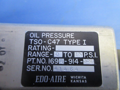 Edo-Aire Oil Pressure Gauge P/N 169AU-914-3BWL (1124-782)