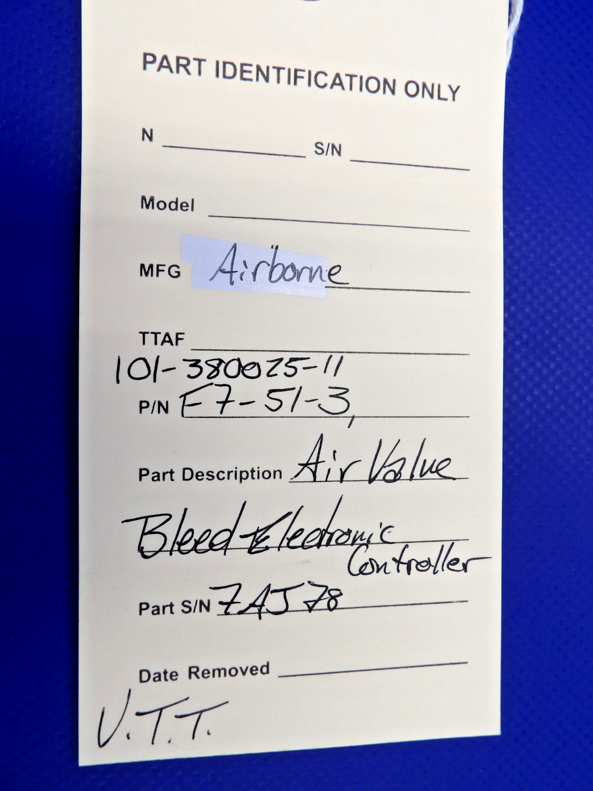 Airborne Air Valve Bleed Controller P/N F7-51-3 /  101-380025 CORE (0426-1263)8
