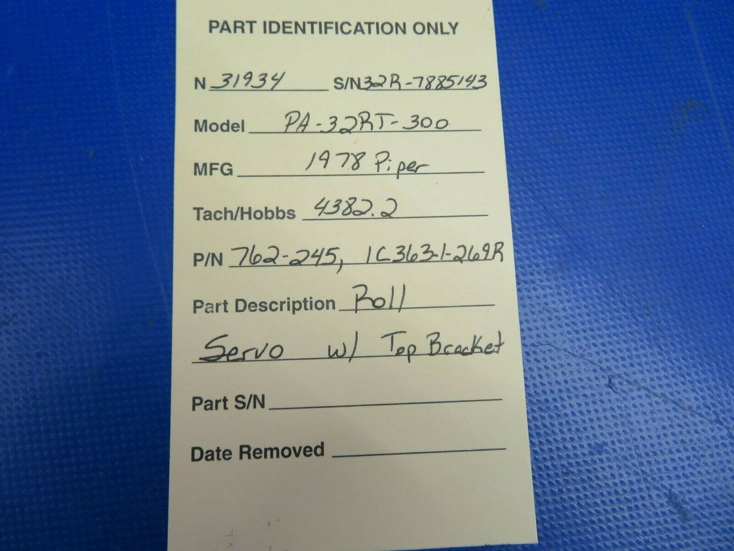 Edo-Aire Roll Servo w/ Top Bracket 1C363-1-269R 14V Piper 32RT-300 (0520-536)