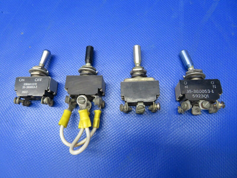 Beech 58 Baron Toggle Switches P/N 35-380053-3, 35-380053-7 LOT OF 4 (0521-68)