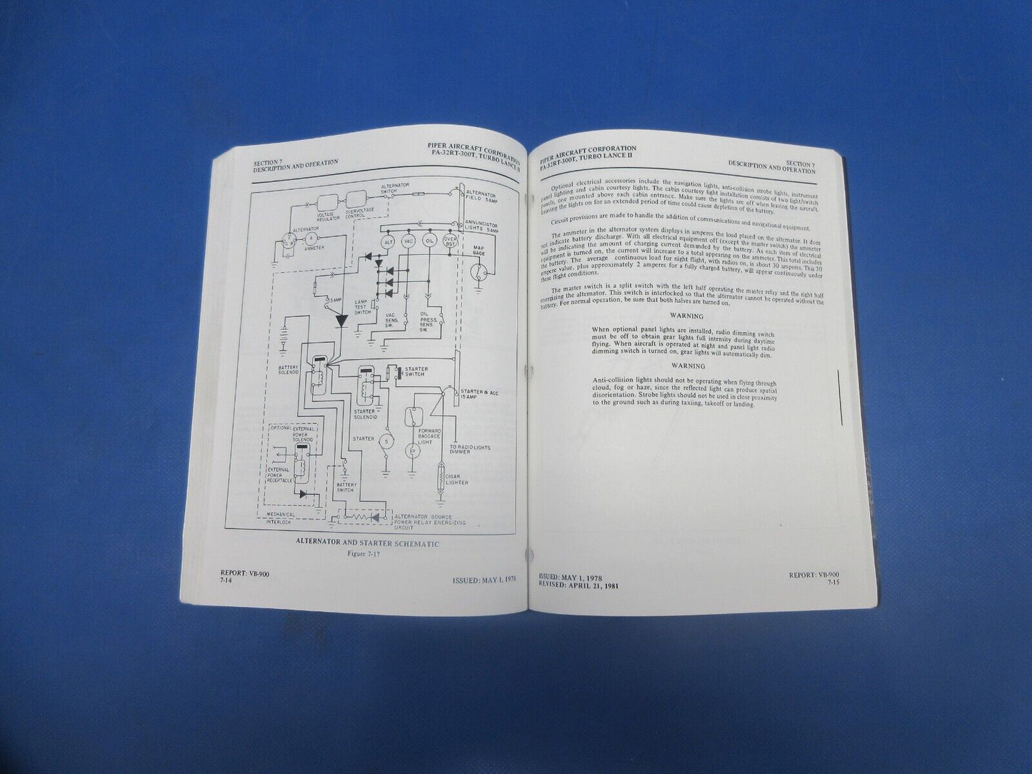 Piper PA-32RT-300T Pilot Operating Handbooks & Check List P/N 230-58 (1124-702)