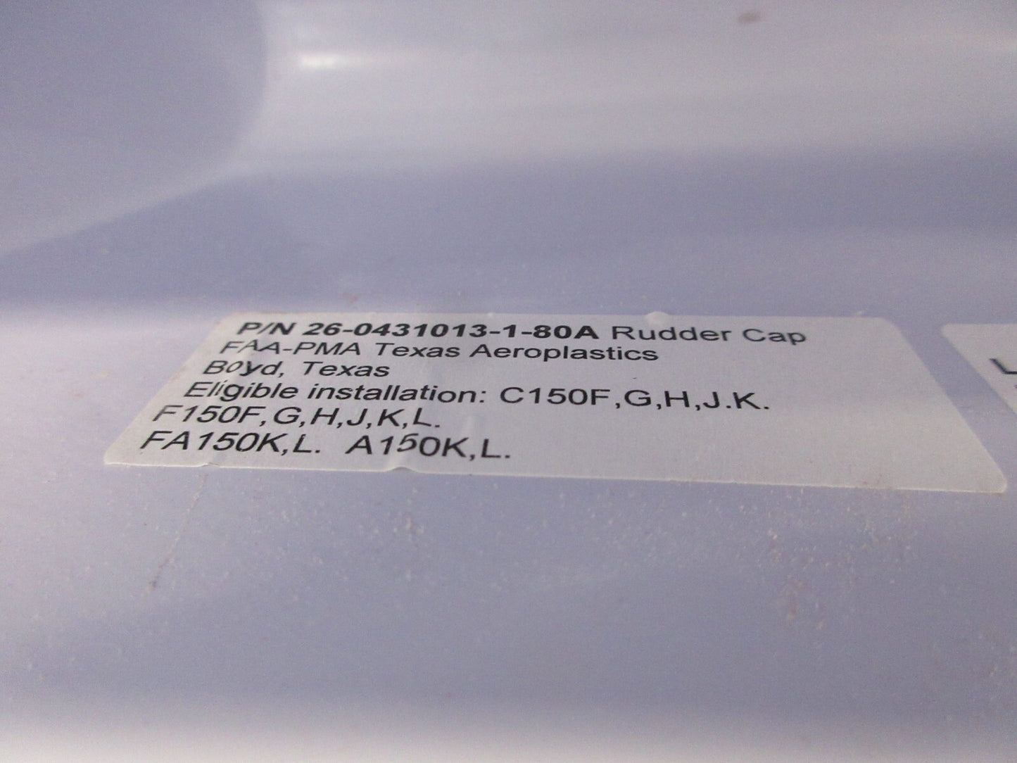 Cessna 150 Rudder Tip and Cap P/N K0431013-3-791 NOS (0624-1439)1