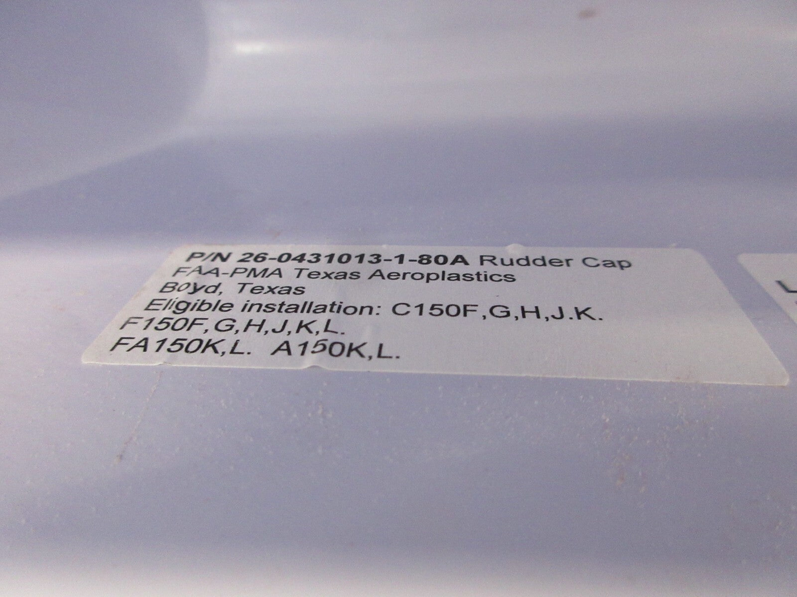 Cessna 150 Rudder Tip and Cap P/N K0431013-3-791 NOS (0624-1439)1