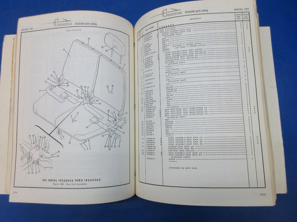 Cessna 182 & Skylane 1962 thru 1973 Parts Catalog P/N P515-12 (1024-1292)