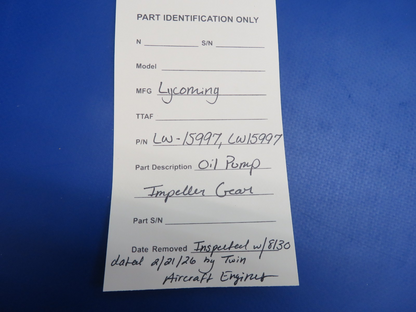 Lycoming Oil Pump Impeller Gear P/N LW-15997 Inspected w/ 8130 (0326-1708)11