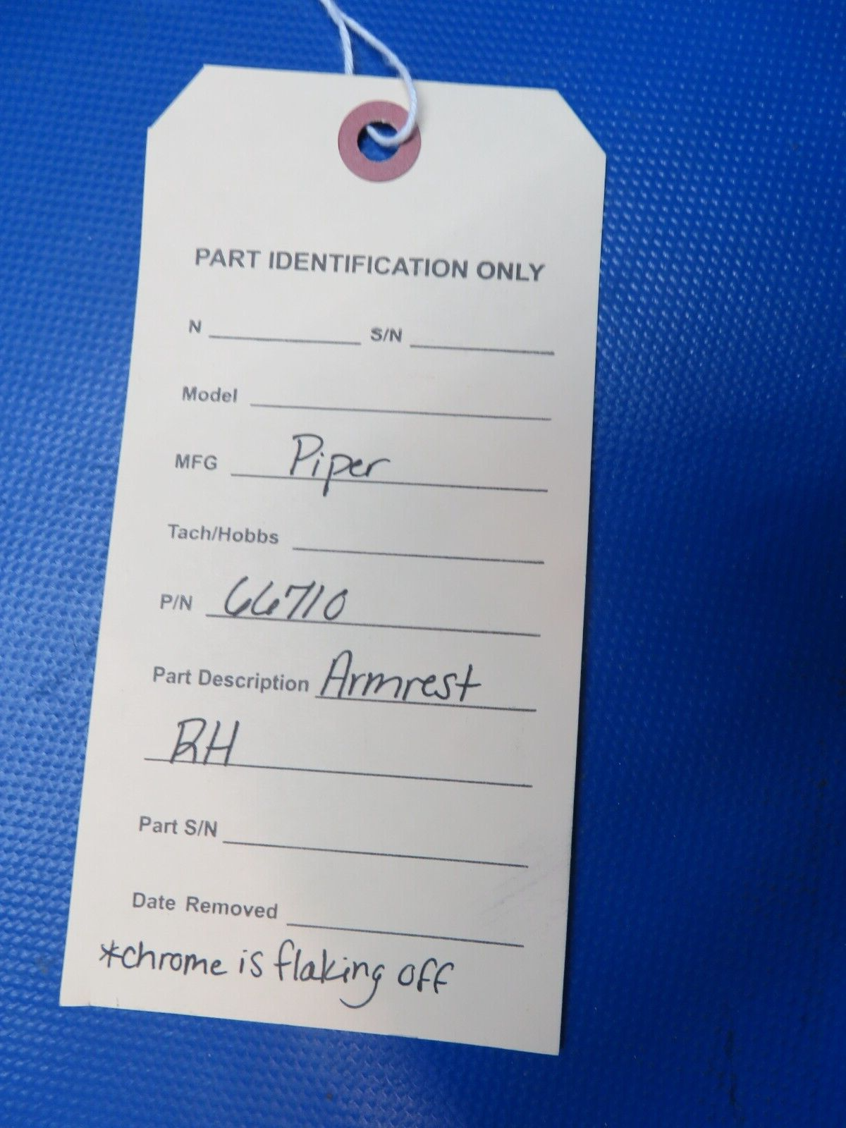 Piper Armrest RH P/N 66710 (0624-1814)