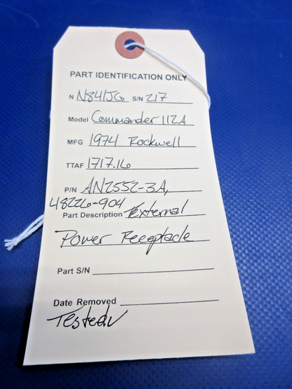 Rockwell Commander 112 External Power Receptacle P/N AN2552-3A TESTED (0826-846)8
