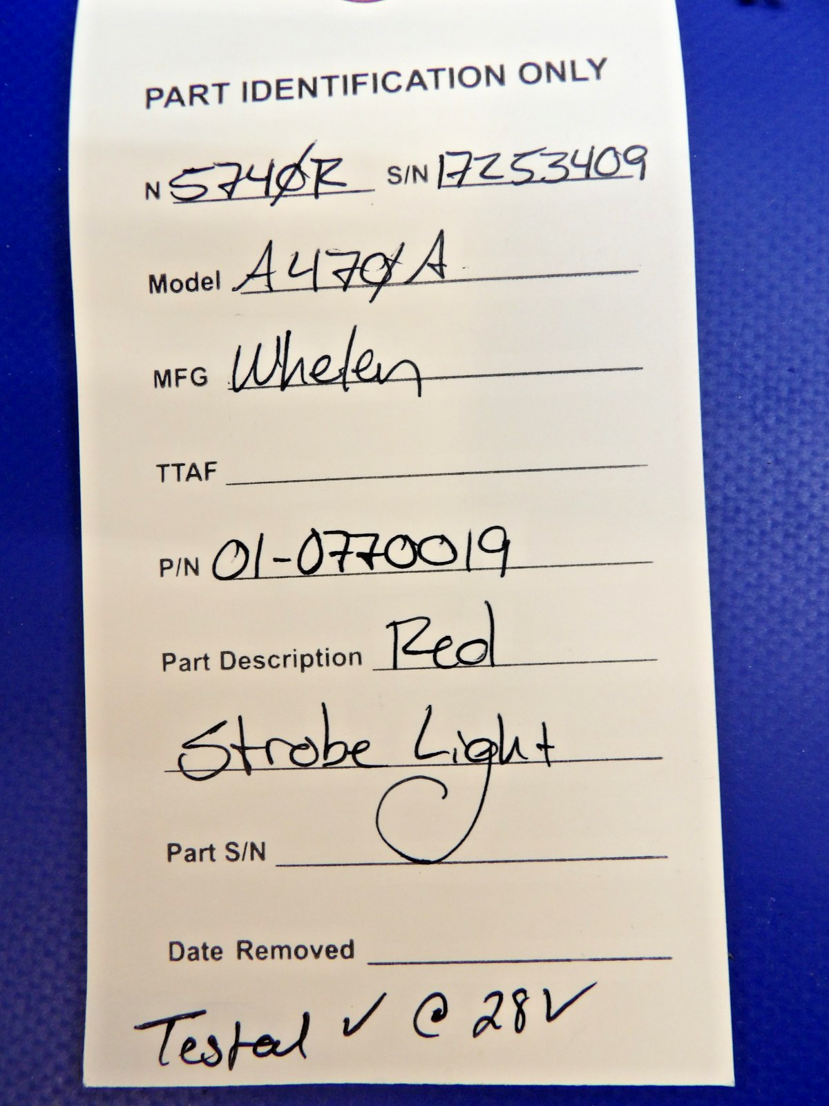 Whelen A470A Red Strobe Light P/N 01-0770019 TESTED (0426-1348)10