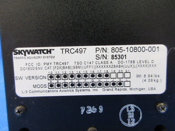 Skywatch TRC497 P/N 805-10800-001 WARRANTY (1124-1266)