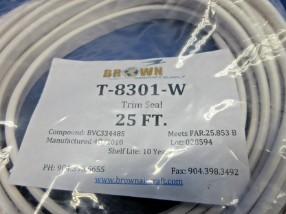 Brown Aircraft Supply White Trim Seal P/N T-8301-W LOT OF 4 NOS (0426-761)7