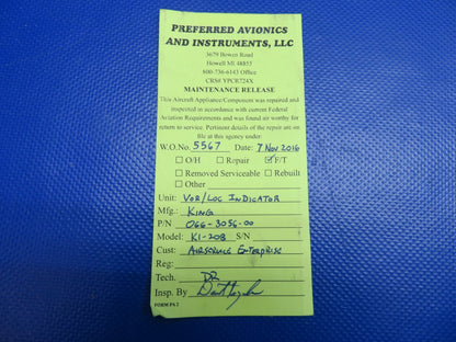 Bendix/King KI208 VOR/LOC Converter/Ind. 11-33V 066-3056-00 WARRANTY (0424-1789)9
