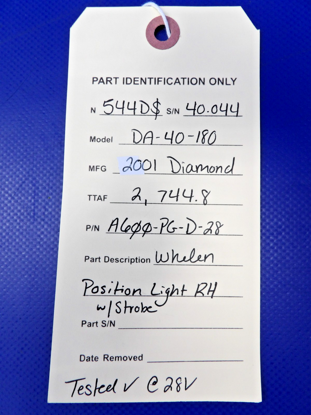 Diamond Whelen Position Light RH w/ Strobe P/N A600-PG-D-28 TESTED (0626-1508)10