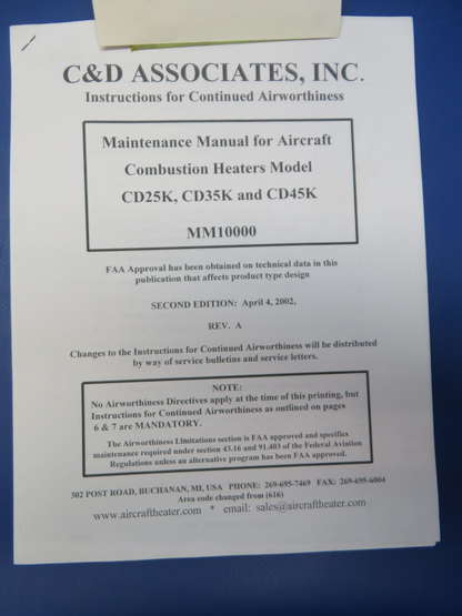 Cessna C&D Associates Aircraft Combustion Heater 24v CD14025-1 TESTED (0326-201)9