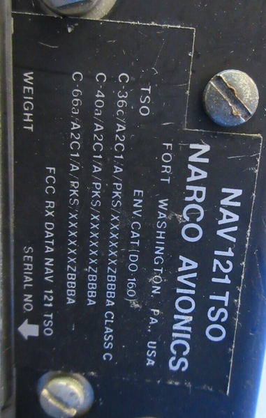 Narco Navigation 121 VOR / LOC / NAV Indicator P/N 121 CORE (1023-909)