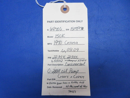 Continental O-200A Oil Pump Gears & Cover P/N 22354 (0723-140)