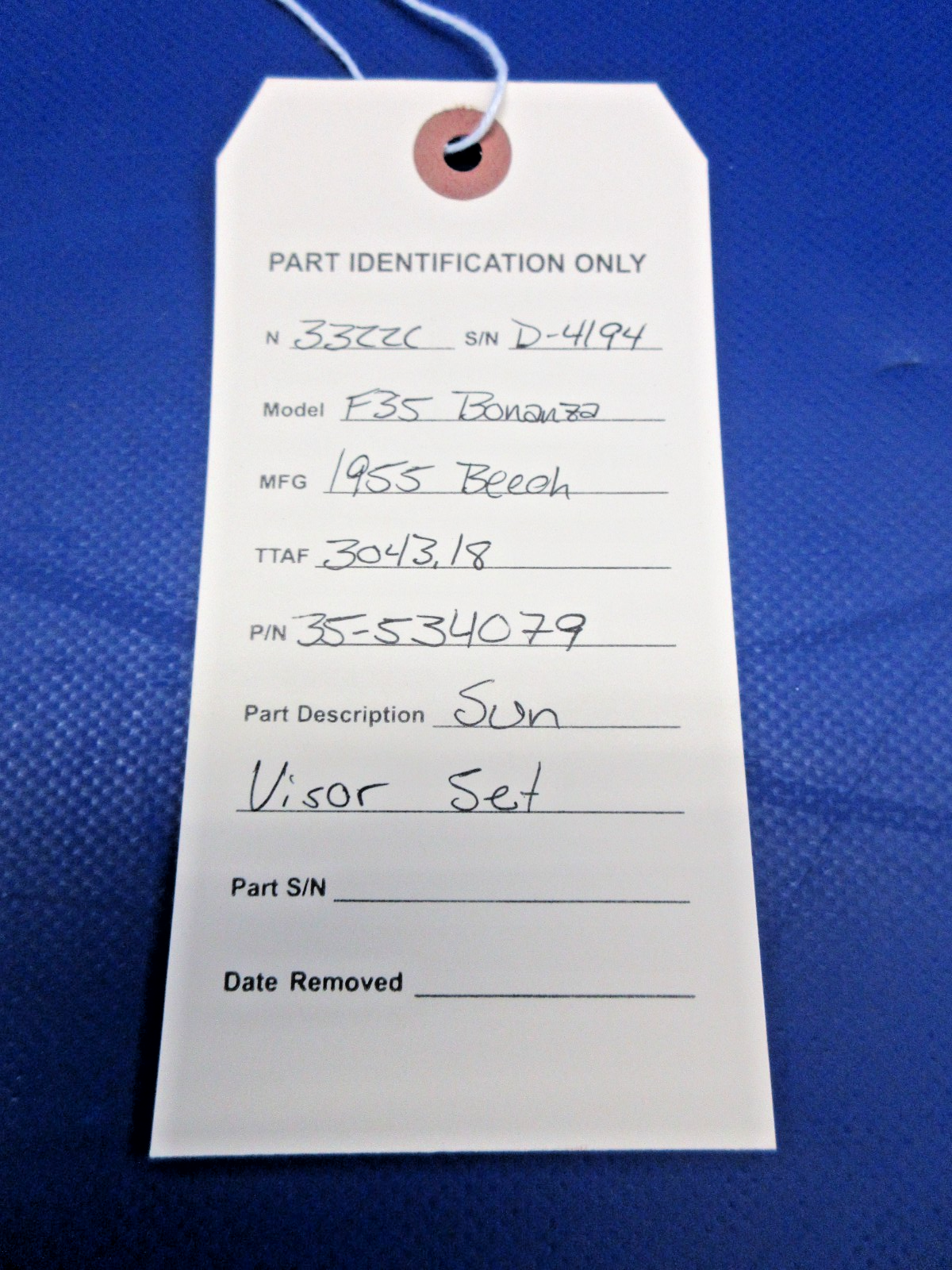 Beech F35 Bonanza Sun Visor Set P/N 35-534079 (0726-789)15