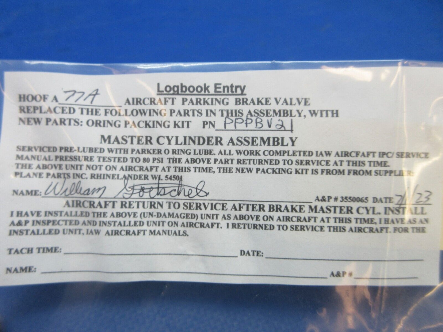 Hoof Parking Brake Valve P/N A77A OVERHAULED (0723-161)