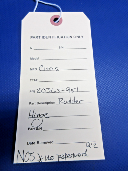 Cirrus Rudder Hinge P/N 20365-951 NOS (0326-985)7