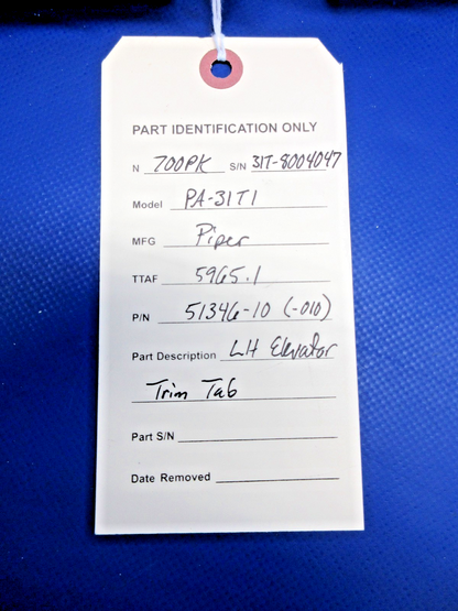 Piper PA-31T1 Cheyenne LH Elevator Trim Tab P/N 51346-10 (0226-1038)9