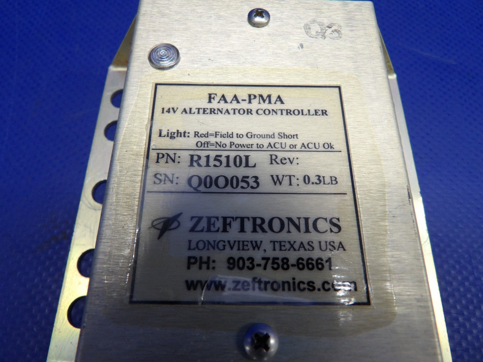 Piper Cherokee Zeftronics Alternator Controller 14V R151DL TESTED (0626-1423)2