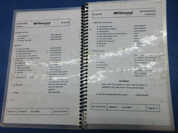 Diamond Aircraft Flight Manual DA40 & Checklist Doc.#6.01.01-E (1124-1263)