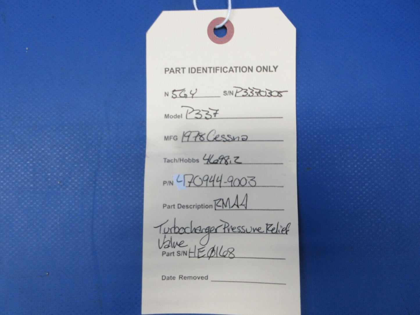 Cessna P337H Turbocharger Pressure Relief Valve P/N 470944-9003 (0824-1239)