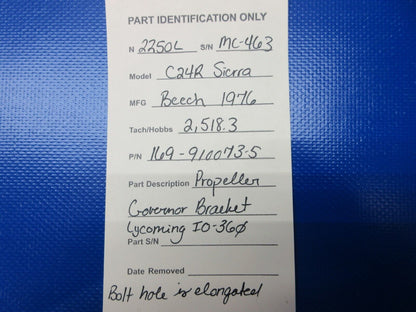 Beech C24R Sierra Propeller Governor Bracket P/N 169-910073-5 (1124-1450)