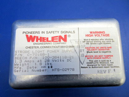 Whelen Strobe Light Power Supply 28V w/8130 P/N C-70188-1 NOS (0326-935)3