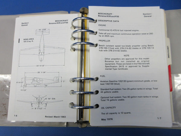 Beech Bonanza N35 & P35 Pilot's Operating Handbook P/N 35-590094-7A3 (0624-1245)