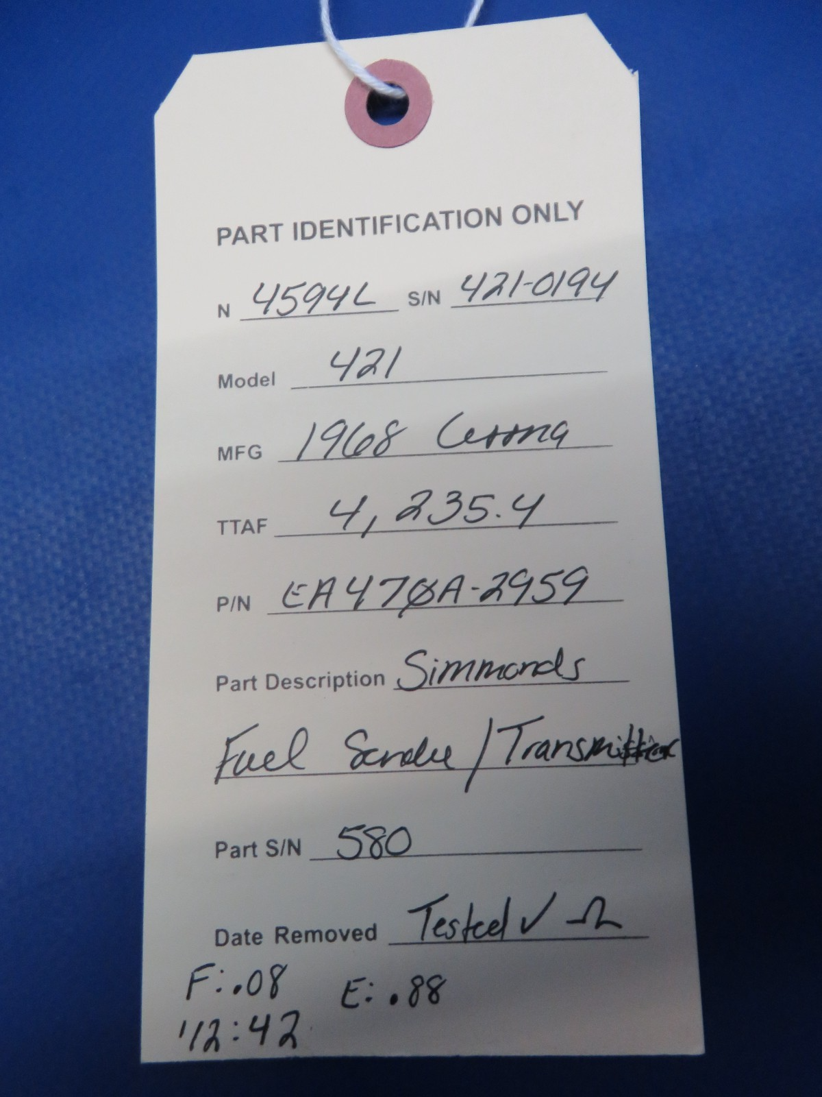 Cessna 421 Simmonds Fuel Sender / Transmitter P/N EA470A-2959 TESTED (0326-129)16