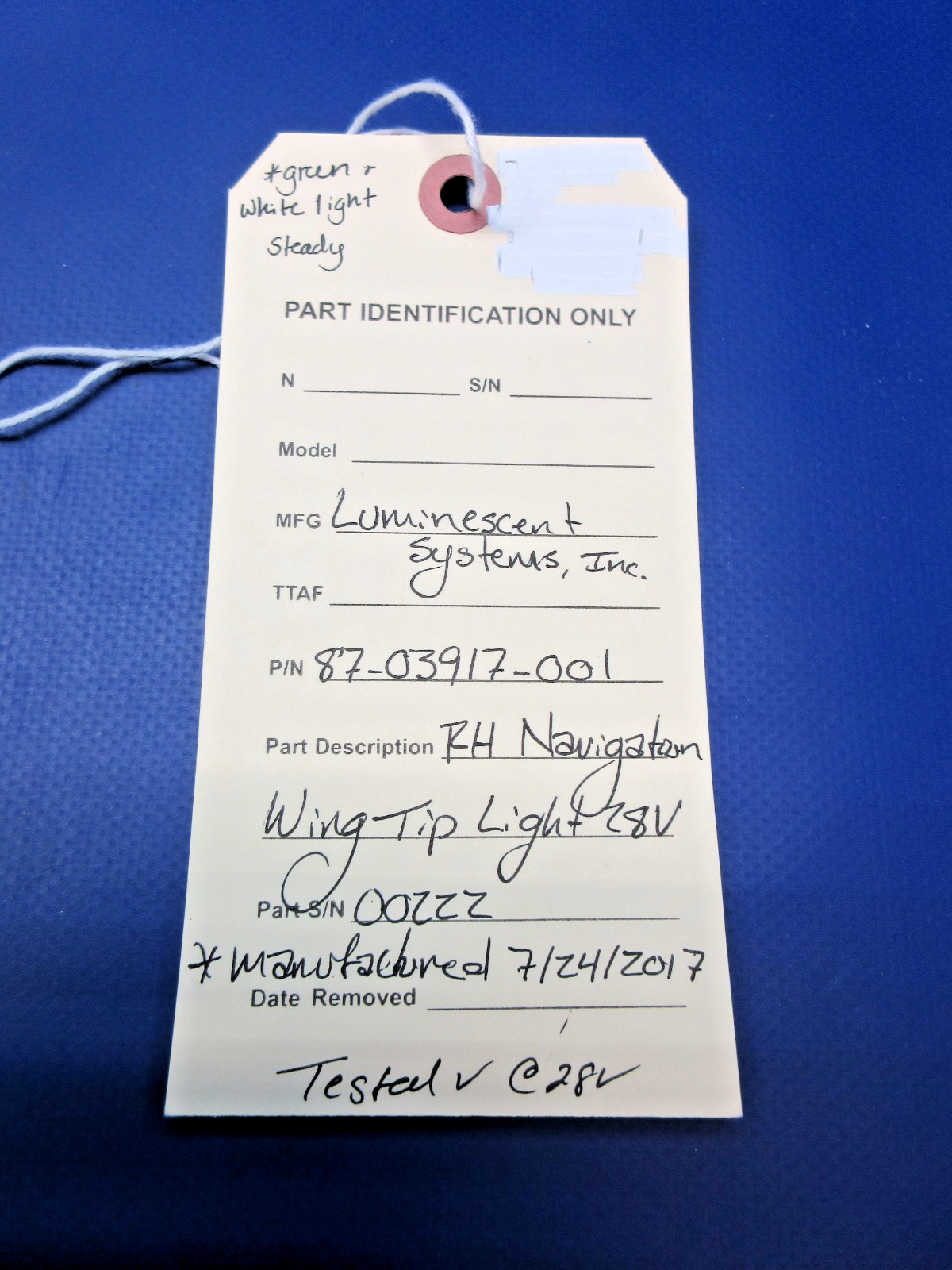 Luminescent Systems RH Nav Wing Tip Light 28V P/N 87-03917-001 TESTED (0526-923)9