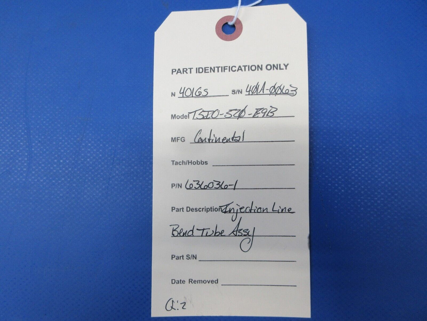 Continental TSIO-520-E9B Injection Line Bend Tube Assy P/N 636036-1 (0924-1232)