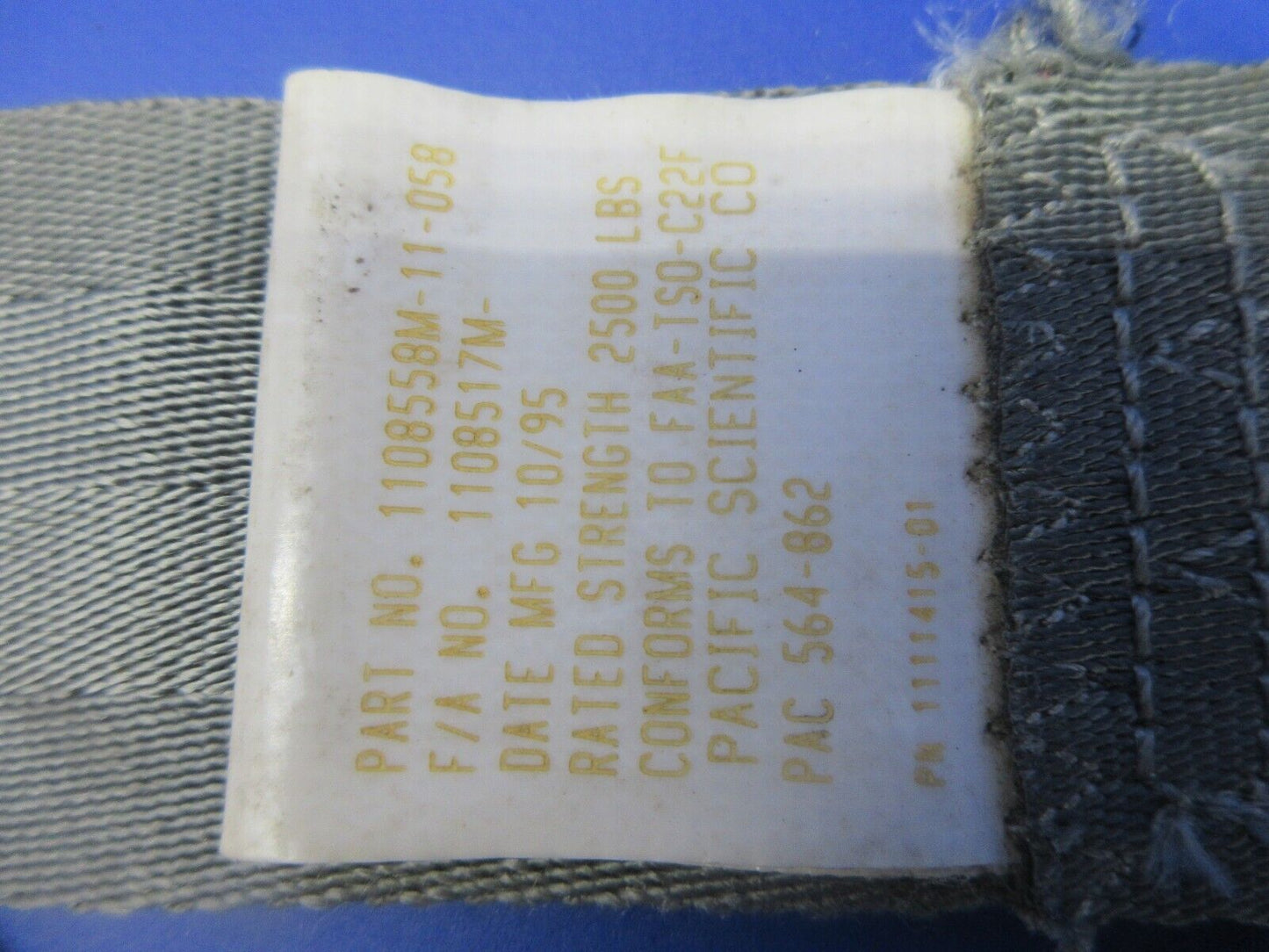 Piper PA-28 Pacific Scientific Pilot Sear Lap Belt 1108558M-11-058 (1224-720)