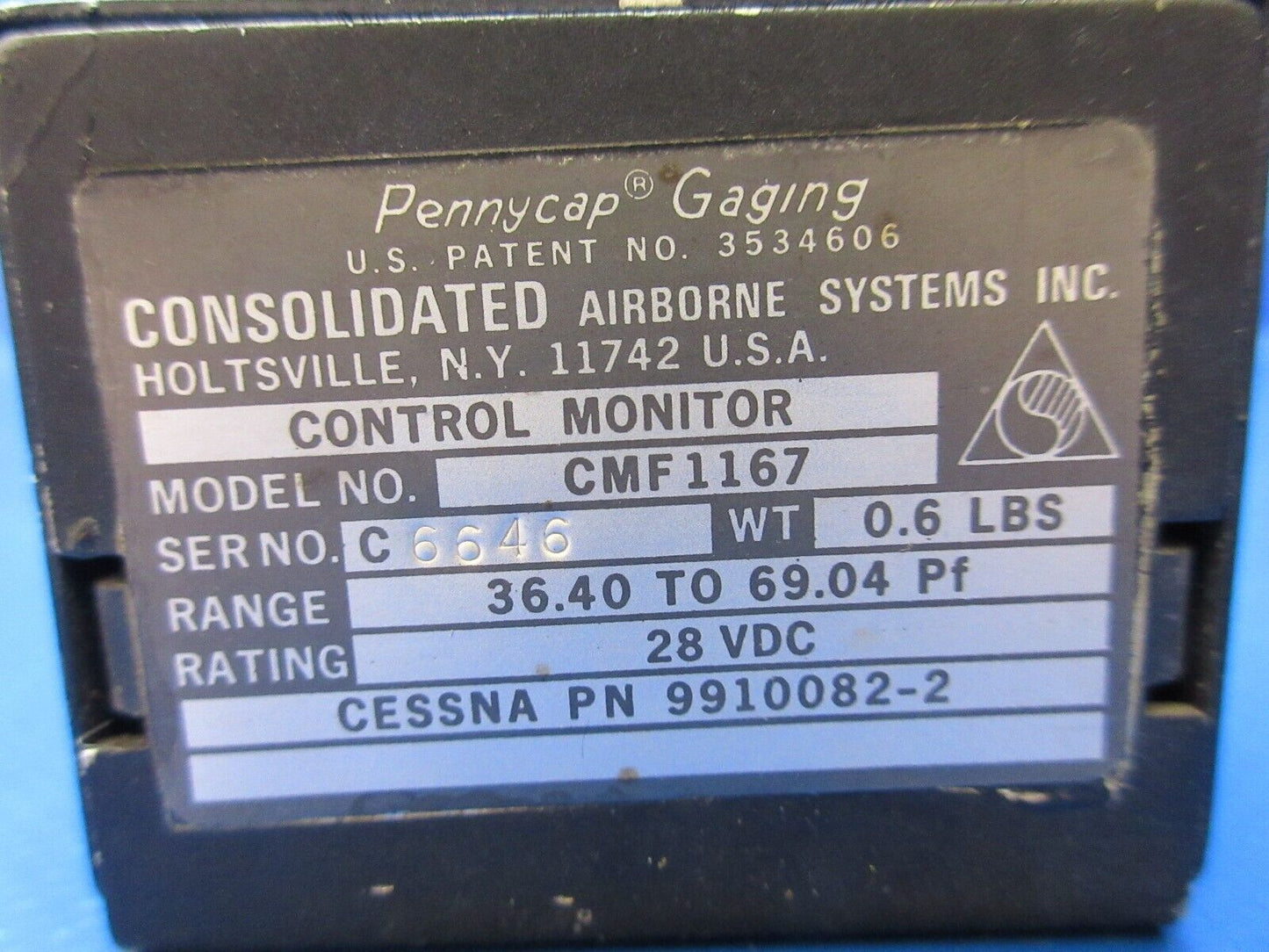 Cessna 310 / 310R Fuel Control Monitor 28v P/N CMF1167 WARRANTY (1224-1257)