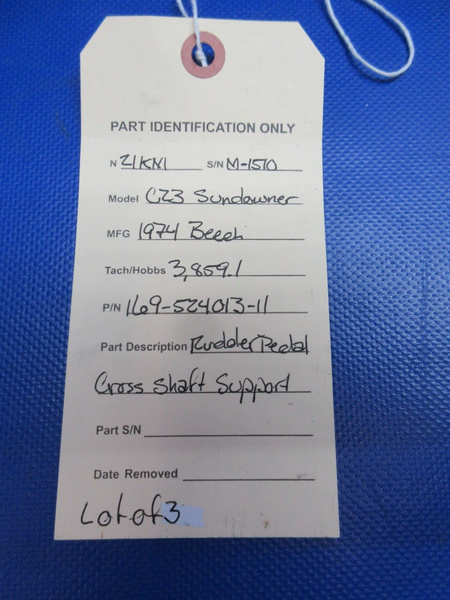 Piper Rudder Pedal Cross Shaft Support P/N 169-524013-11 LOT OF 3 (0724-1932)