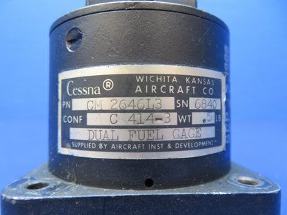 Cessna 421 Dual Fuel Gauge w/ Connector P/N CM2646L3 TESTED (0326-166)1