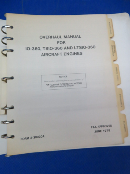 Continental IO-360, TSIO-360, LTSIO-360 OH & Parts Manual X-30031A (1024-201)