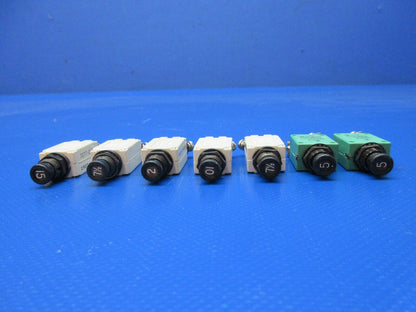 Piper PA-28-180 Circuit Breakers & Switches P/N 7277-2-2 LOT OF 20 (1124-1476)