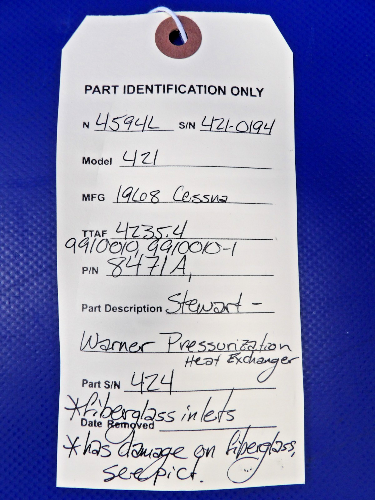 Cessna 421 Stewart-Warner Pressurization Heat Exchanger P/N 8471A (0726-1217)16