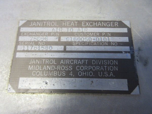 Cessna 337 / P337H Janitrol Heat Exchanger Air To Air P/N 75D98 (0724-2041)