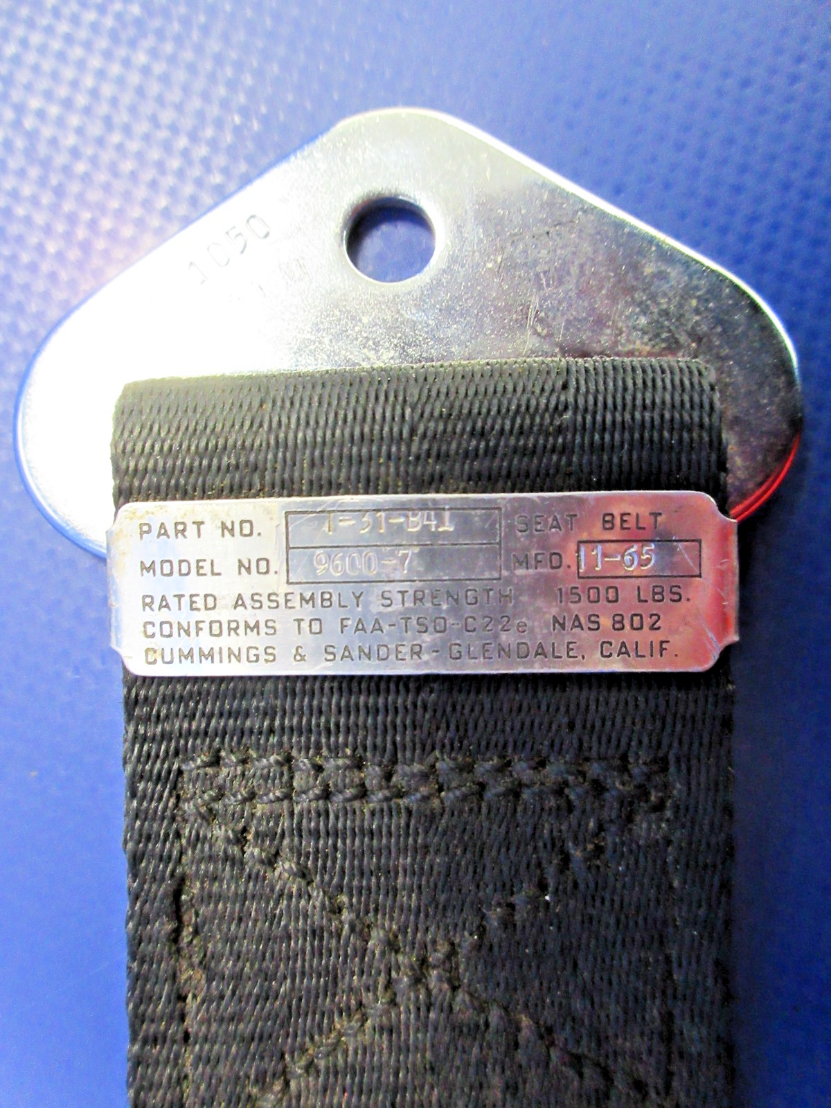 Cummings & Sander 9600-7 Aircraft Seat Belt P/N T-31-B41 (0526-963)3