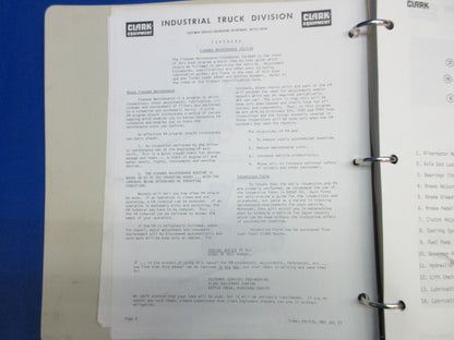 Clark Forklift Service Manual PMA273 10th Rev. C500 355 (1024-1243)