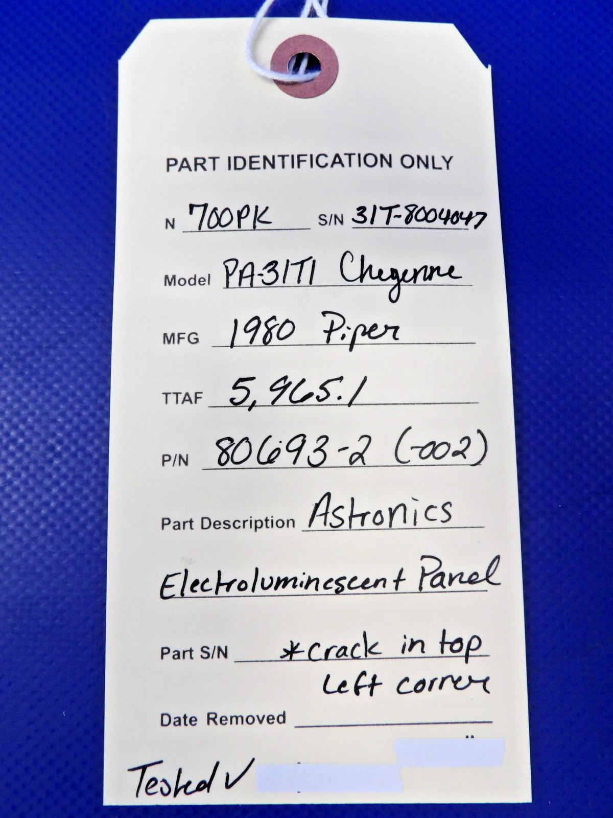 Piper Cheyenne Astronics Electroluminescent Panel P/N 80693-2 TESTED (0526-1361)11