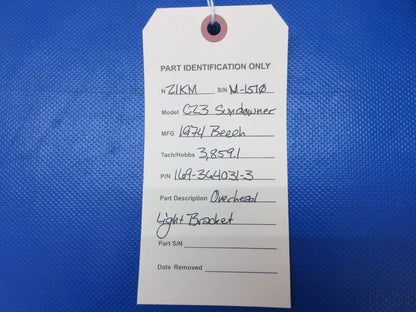 Beech C23 Sundowner Overhead Light Bracket P/N 169-364031-3 (0924-1460)