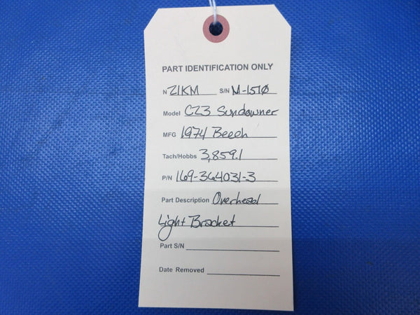 Beech C23 Sundowner Overhead Light Bracket P/N 169-364031-3 (0924-1460)